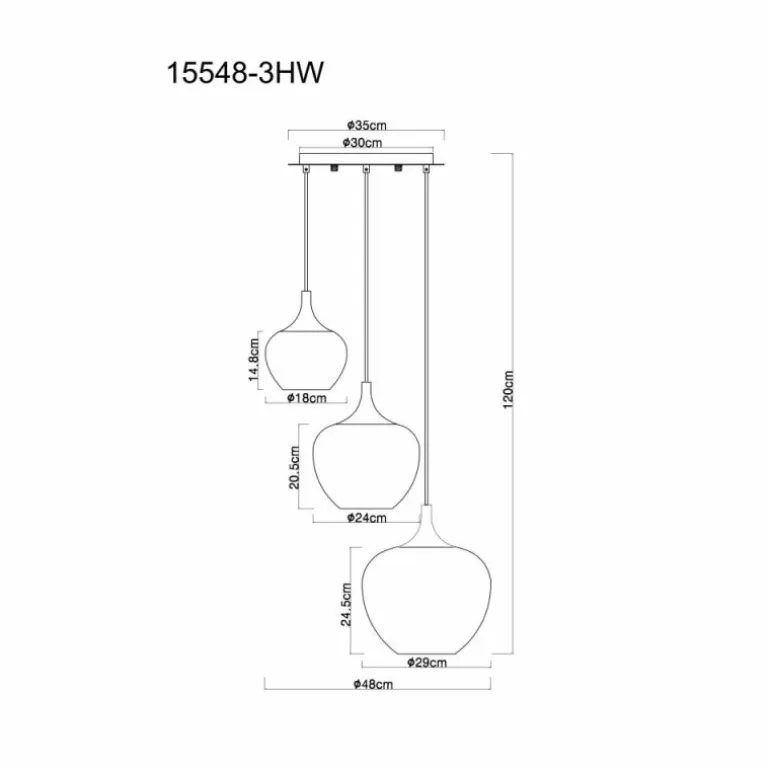 Maxy Suspension Luminaires Globo Lighting Chrome, Blanc, 3 lumières
