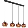 Maxy Suspension Luminaires Globo Lighting Chrome, Noir, 4 lumières