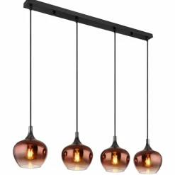 Maxy Suspension Luminaires Globo Lighting Chrome, Noir, 4 lumières