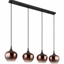 Maxy Suspension Luminaires Globo Lighting Chrome, Noir, 4 lumières