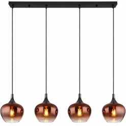 Maxy Suspension Luminaires Globo Lighting Chrome, Noir, 4 lumières