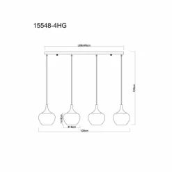 Maxy Suspension Luminaires Globo Lighting Chrome, Noir, 4 lumières