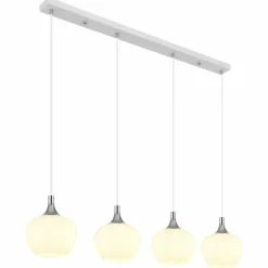 Maxy Suspension Luminaires Globo Lighting Chrome, Blanc, 4 lumières