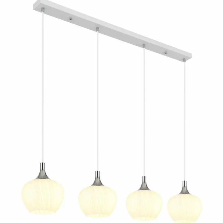 Maxy Suspension Luminaires Globo Lighting Chrome, Blanc, 4 lumières