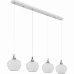 Maxy Suspension Luminaires Globo Lighting Chrome, Blanc, 4 lumières