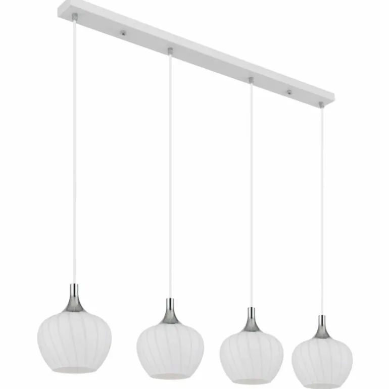 Maxy Suspension Luminaires Globo Lighting Chrome, Blanc, 4 lumières