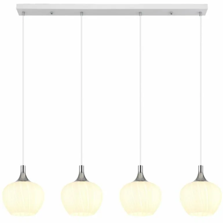 Maxy Suspension Luminaires Globo Lighting Chrome, Blanc, 4 lumières
