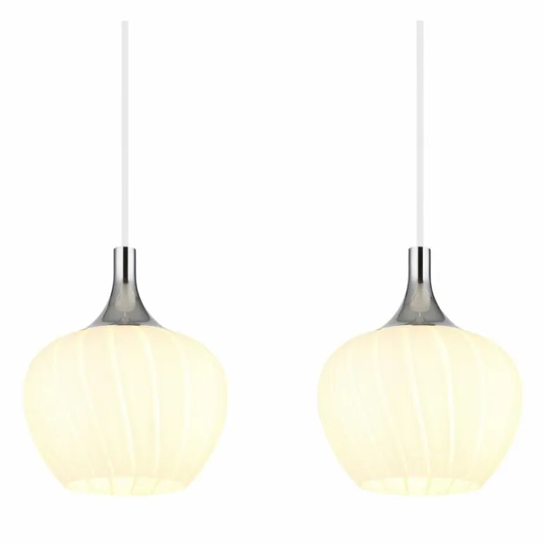 Maxy Suspension Luminaires Globo Lighting Chrome, Blanc, 4 lumières