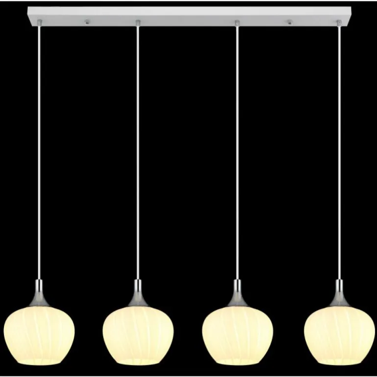 Maxy Suspension Luminaires Globo Lighting Chrome, Blanc, 4 lumières
