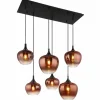 Maxy Suspension Luminaires Globo Lighting Chrome, Noir, 6 lumières