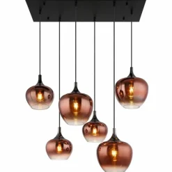 Maxy Suspension Luminaires Globo Lighting Chrome, Noir, 6 lumières