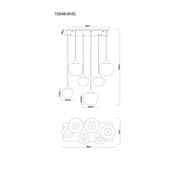 Maxy Suspension Luminaires Globo Lighting Chrome, Noir, 6 lumières