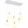 Maxy Suspension Luminaires Globo Lighting Chrome, Blanc, 6 lumières