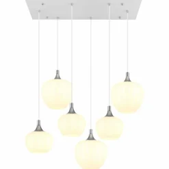 Maxy Suspension Luminaires Globo Lighting Chrome, Blanc, 6 lumières
