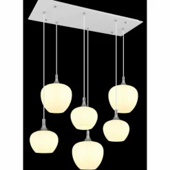 Maxy Suspension Luminaires Globo Lighting Chrome, Blanc, 6 lumières