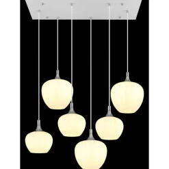 Maxy Suspension Luminaires Globo Lighting Chrome, Blanc, 6 lumières