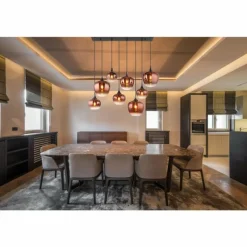Maxy Suspension Luminaires Globo Lighting Chrome, Noir, 8 lumières