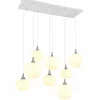 Maxy Suspension Luminaires Globo Lighting Chrome, Blanc, 8 lumières