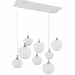 Maxy Suspension Luminaires Globo Lighting Chrome, Blanc, 8 lumières