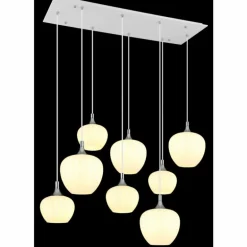 Maxy Suspension Luminaires Globo Lighting Chrome, Blanc, 8 lumières
