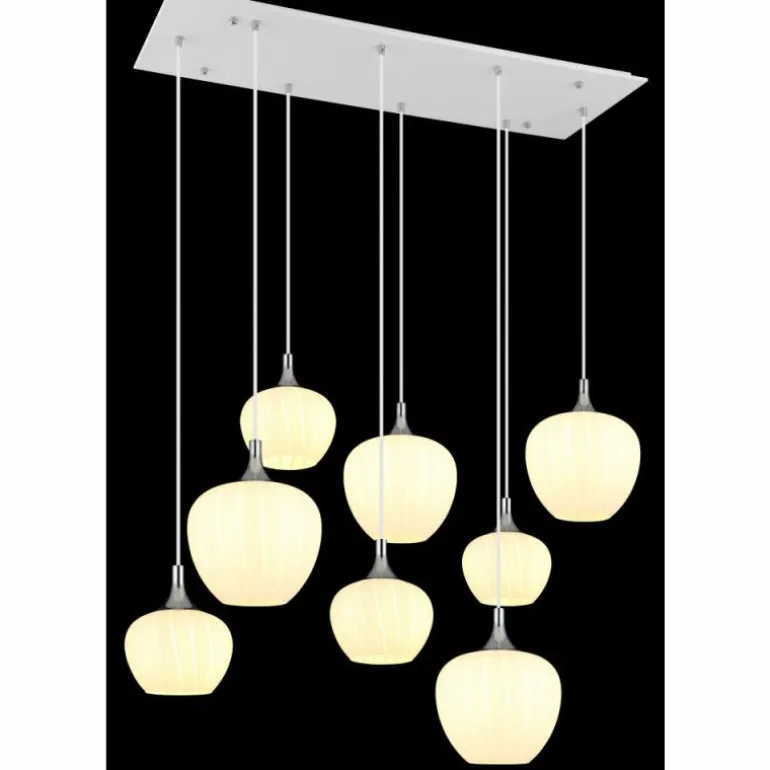 Maxy Suspension Luminaires Globo Lighting Chrome, Blanc, 8 lumières