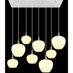 Maxy Suspension Luminaires Globo Lighting Chrome, Blanc, 8 lumières