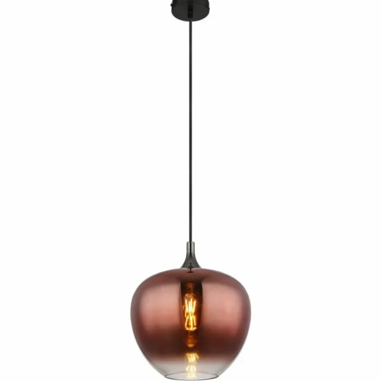 Maxy Suspension Luminaires Globo Lighting Chrome, Noir, 1 lumière