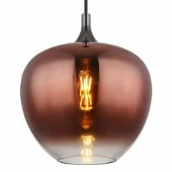 Maxy Suspension Luminaires Globo Lighting Chrome, Noir, 1 lumière