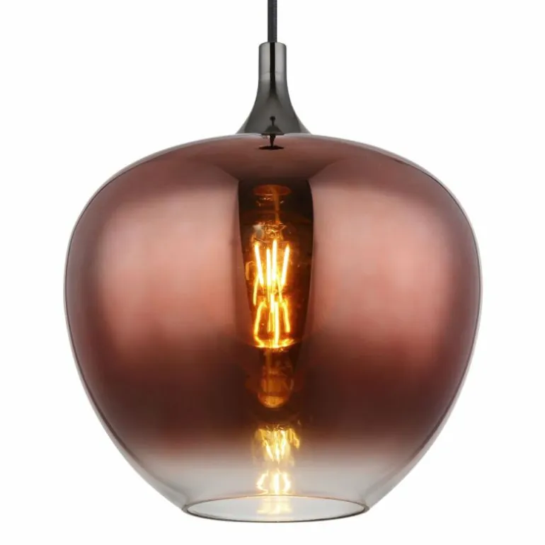 Maxy Suspension Luminaires Globo Lighting Chrome, Noir, 1 lumière