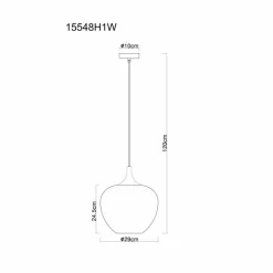Maxy Suspension Luminaires Globo Lighting Chrome, Blanc, 1 lumière