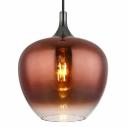 Maxy Suspension Luminaires Globo Lighting Chrome, Noir, 1 lumière