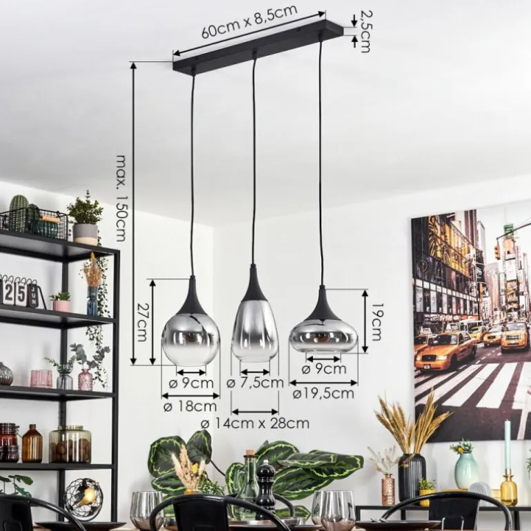Maynal Suspension, Boule lumineuse, Suspension Clair, Fumé, 3 lumières