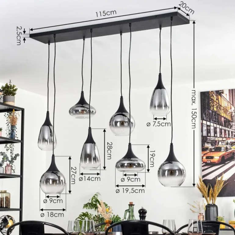 Maynal Suspension, Boule lumineuse, Suspension Clair, Fumé, 8 lumières