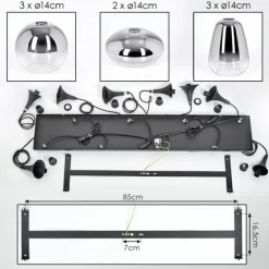 Maynal Suspension, Boule lumineuse, Suspension Clair, Fumé, 8 lumières