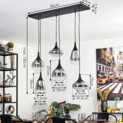 Maynal Suspension, Boule lumineuse, Suspension Clair, Fumé, 6 lumières