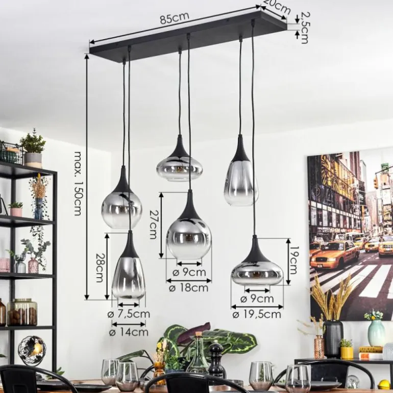Maynal Suspension, Boule lumineuse, Suspension Clair, Fumé, 6 lumières
