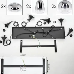 Maynal Suspension, Boule lumineuse, Suspension Clair, Fumé, 6 lumières