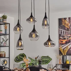 Maynal Suspension, Boule lumineuse, Suspension Clair, Fumé, 6 lumières