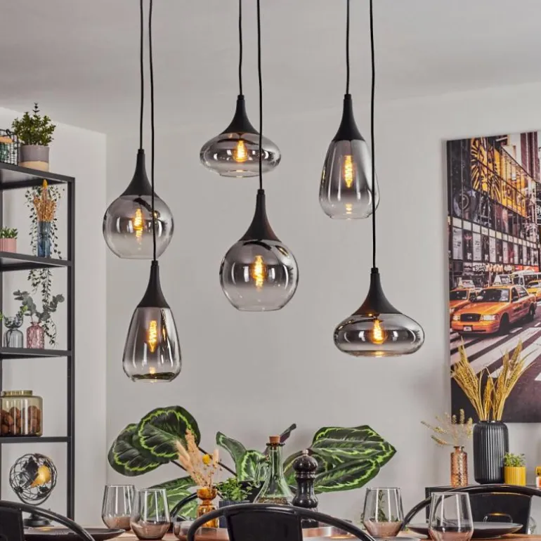 Maynal Suspension, Boule lumineuse, Suspension Clair, Fumé, 6 lumières