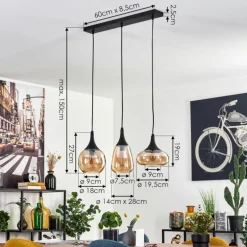 Maynal Suspension Noir, 3 lumières