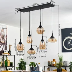Maynal Suspension Noir, 6 lumières
