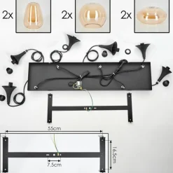 Maynal Suspension Noir, 6 lumières