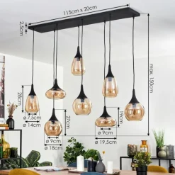 Maynal Suspension Noir, 8 lumières