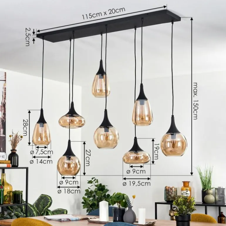 Maynal Suspension Noir, 8 lumières