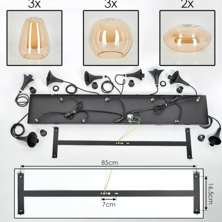 Maynal Suspension Noir, 8 lumières