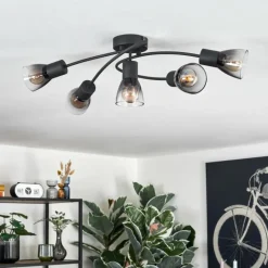 Medelim Plafonnier Clair, Fumé, 5 lumières