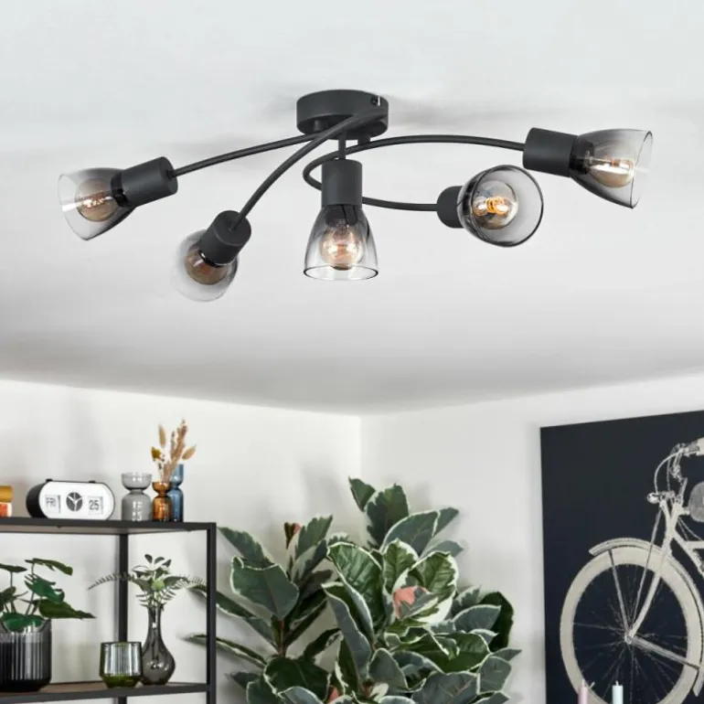 Medelim Plafonnier Clair, Fumé, 5 lumières