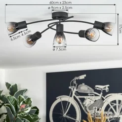 Medelim Plafonnier Clair, Fumé, 5 lumières