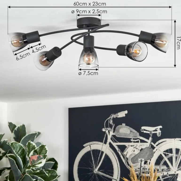 Medelim Plafonnier Clair, Fumé, 5 lumières
