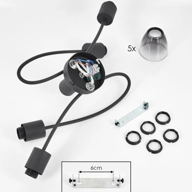 Medelim Plafonnier Clair, Fumé, 5 lumières